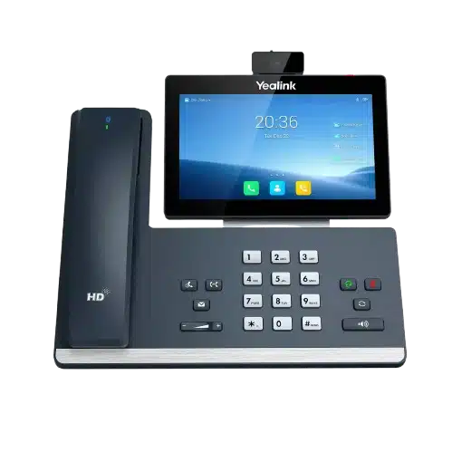 Téléphone IP SIP-T58W (PRO), vue de face, avec caméra de marque Yealink - Leader mondial en fourniture et solution de téléphonie VoIP - Partenaire premium d'EISN