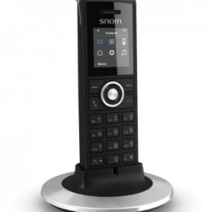 Combiné DECT de bureau Snom M25 entrée de gamme. Téléphone sans fil Snom M25 avec piles AAA rechargeables.