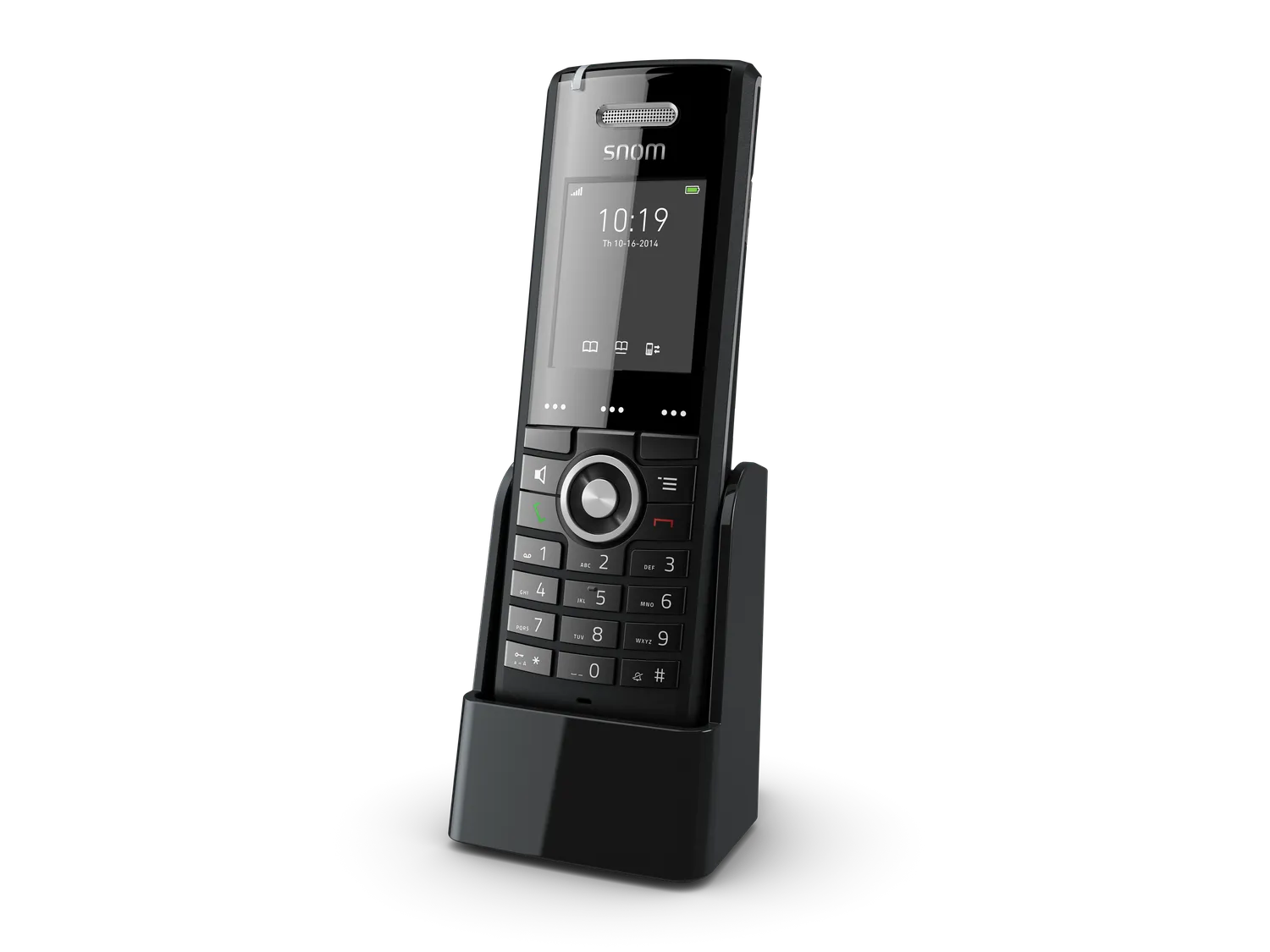 Téléphone sans fil Snom M65 sur socle de chargement élégant