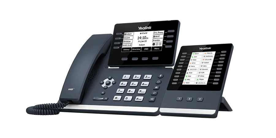 Téléphone IP SIP-T53W, vue de cote, de marque Yealink - Leader mondial en fourniture et solution de téléphonie VoIP - Partenaire premium d'EISN