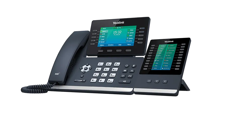 Téléphone IP SIP-T54W vue de côté, de marque Yealink - Leader mondial en fourniture et solution de téléphonie VoIP - Partenaire premium d'EISN