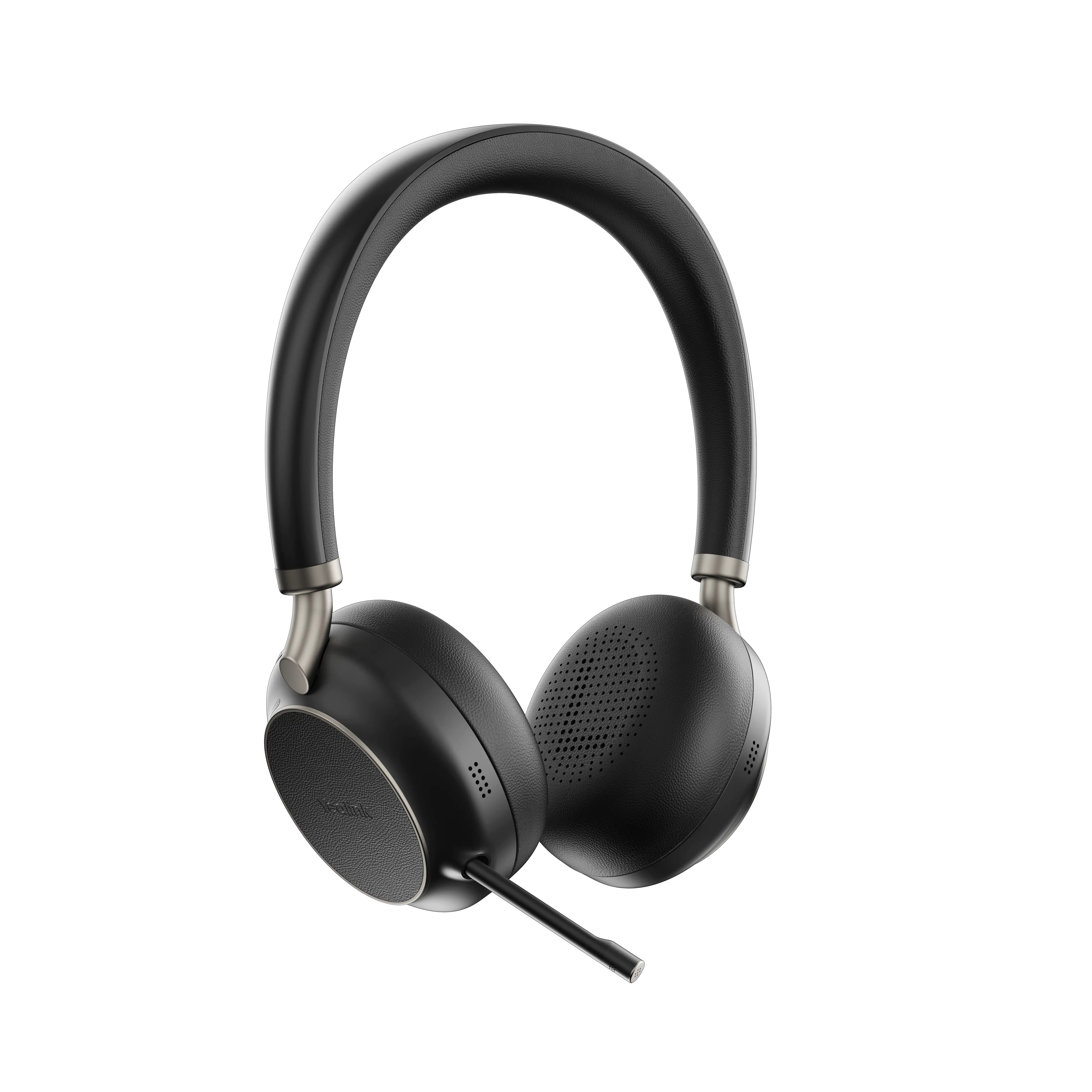 Casque Yealink BH76 noir avec micro rétracté, design élégant primé Red Dot Award.