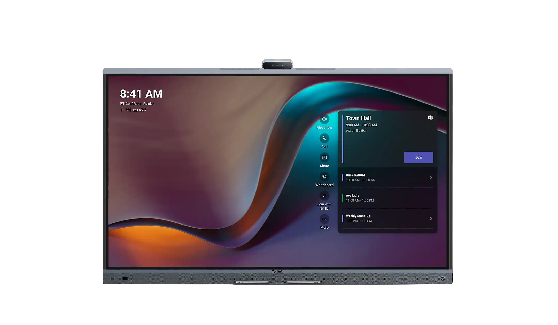 Écran interactif Yealink MB65 Pro 65 pouces en salle de réunion moderne